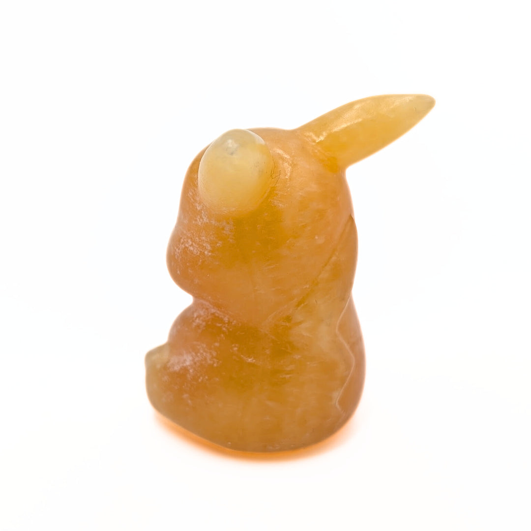 Orange Calcite Pokémon-Inspired Pikachu Carved Figurine