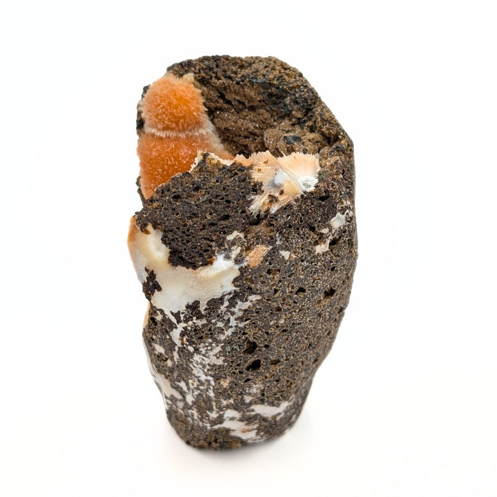 Orange Thomsonite with Mesolite, Calcite & Brown Heulandite Freeform