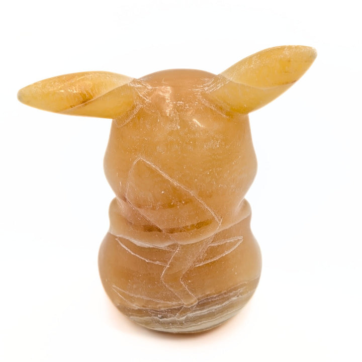 Orange Calcite Pokémon-Inspired Pikachu Carved Figurine