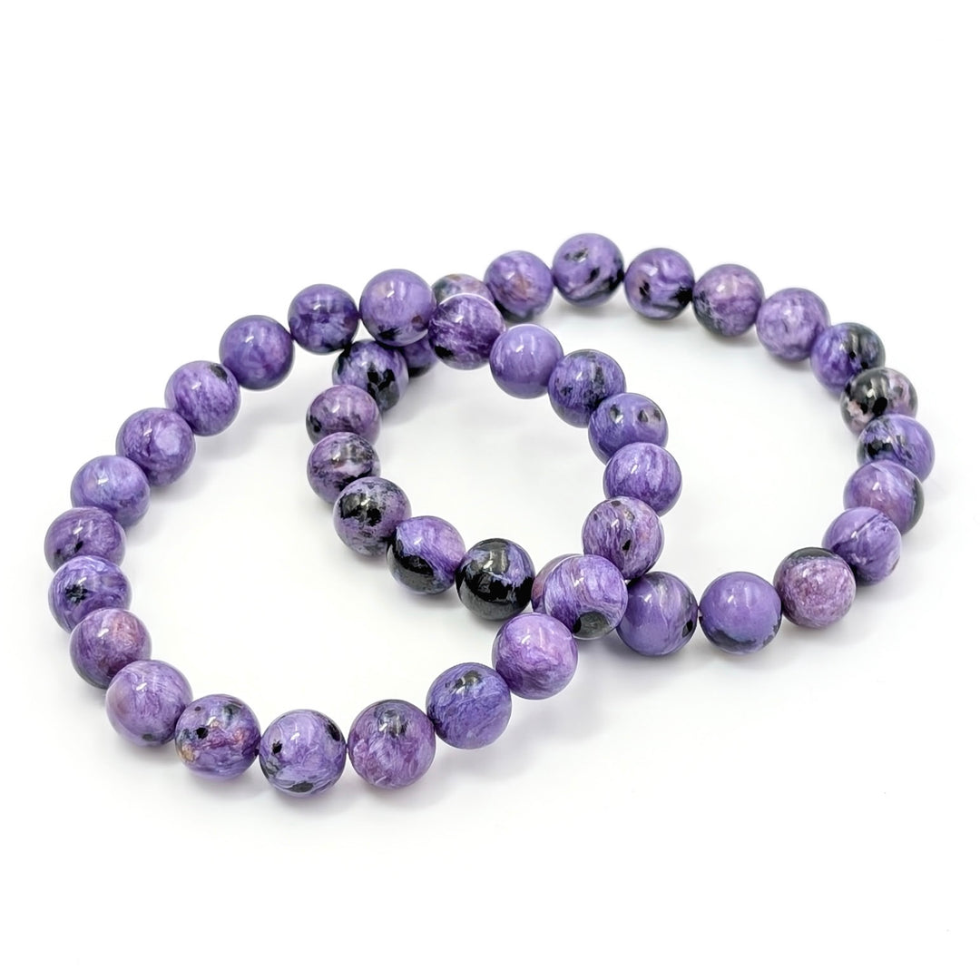Polished Russian Charoite Beaded Bracelet