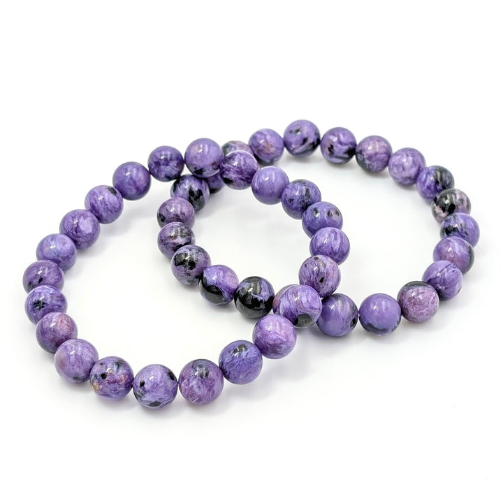 Polished Russian Charoite Beaded Bracelet