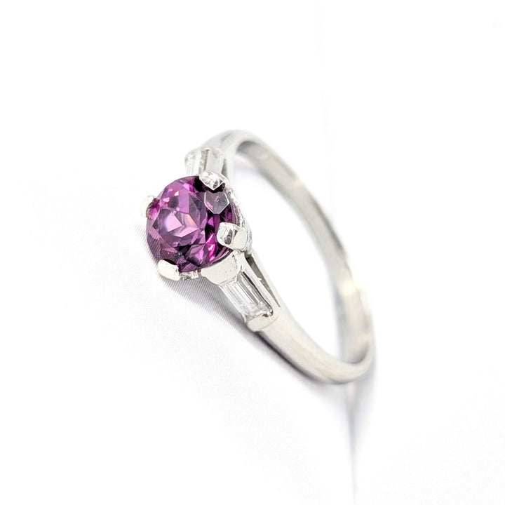 Vintage Rhodolite Garnet & Diamond Ring in Platinum