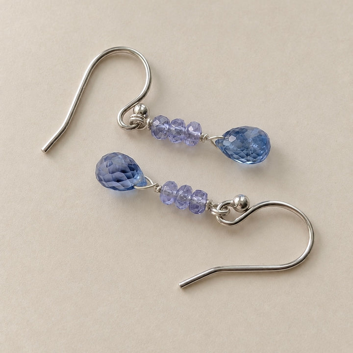 Faceted Briolette Gemstone Dangle Earrings in Sterling Silver