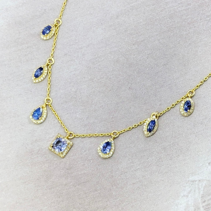 Tanzanite & Clear Tourmaline Necklace in Gold-Plated Sterling Silver