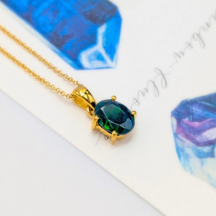 Black Opal Necklace in 18k Gold over Sterling Silver
