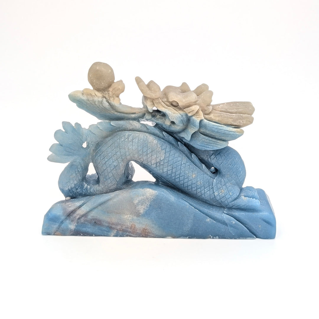 Blue Trolleite Carved Dragon