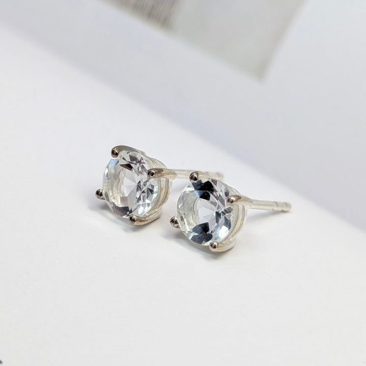 Brazilian White Topaz Stud Earrings in Sterling Silver