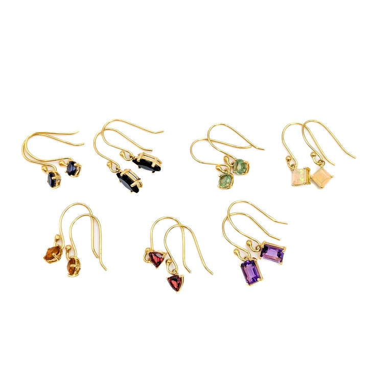 Solitare Gemstone Dangle Earrings in 18K Gold Over Sterling Silver