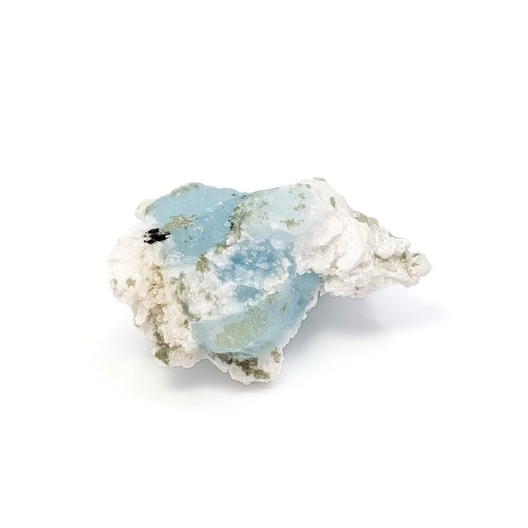 Aquamarine on Cleavelandite with Black Tourmaline