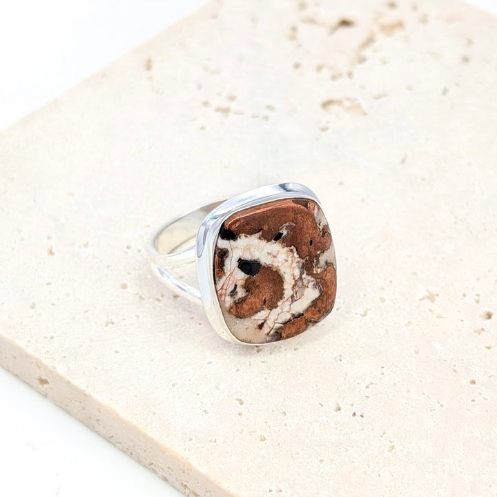 Copper Agate Sterling Silver Over Brass Rings