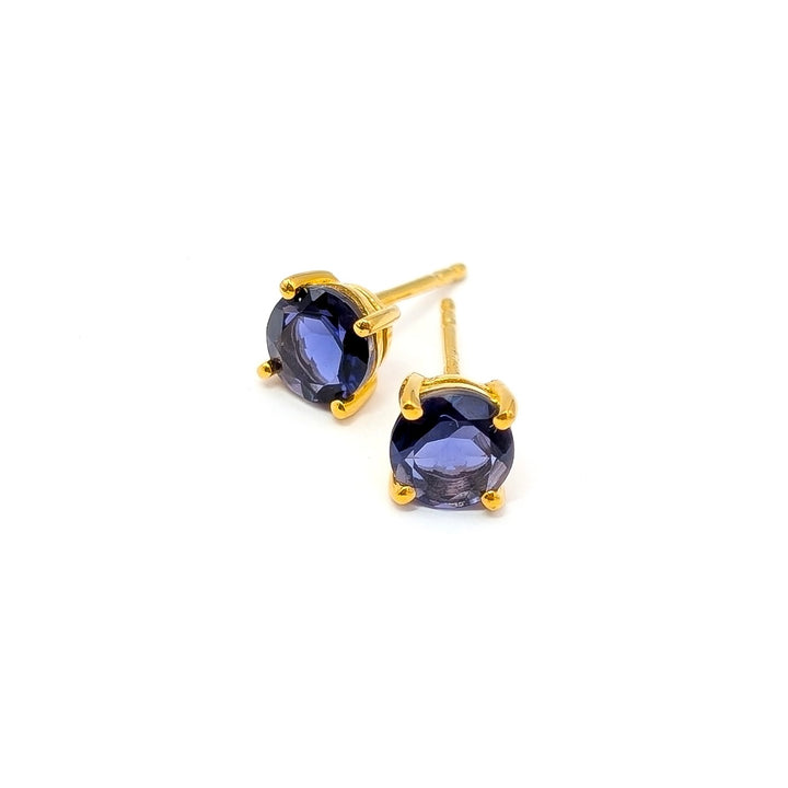 Natural Gemstone Stud Earrings in 18K Gold-Plated Sterling Silver