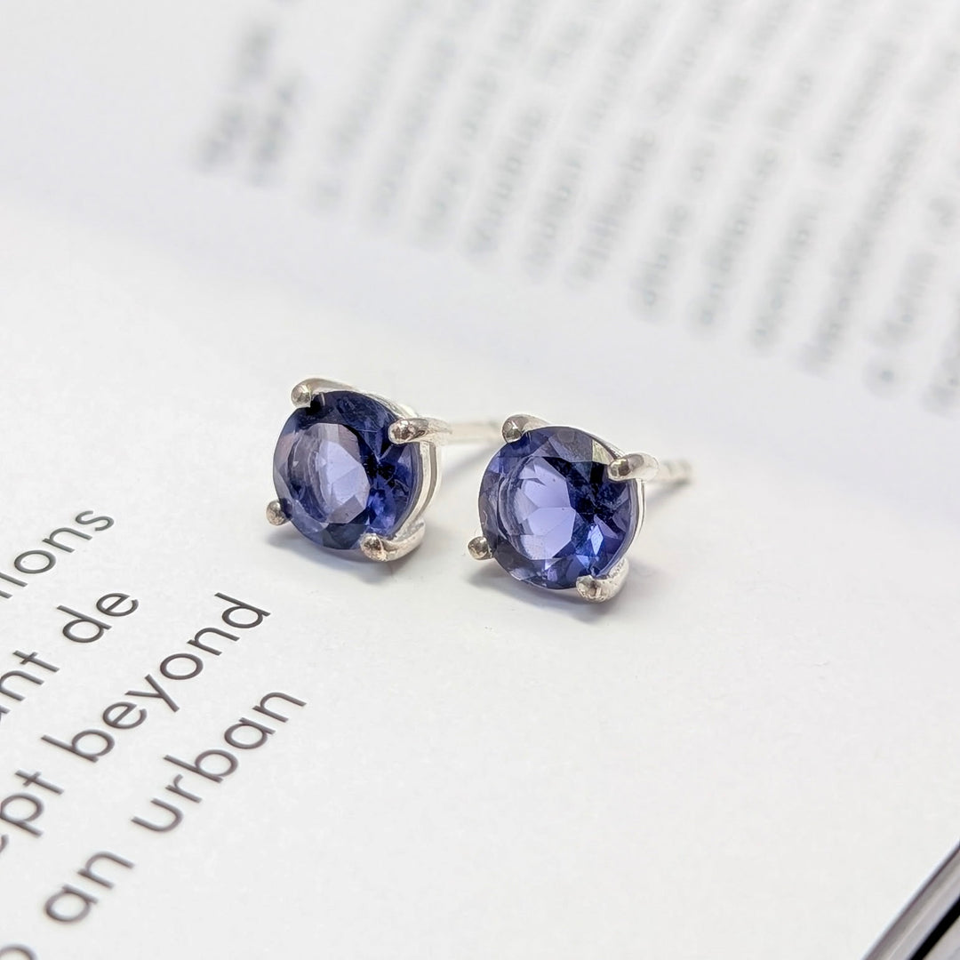 India Iolite Stud Earrings in Sterling Silver