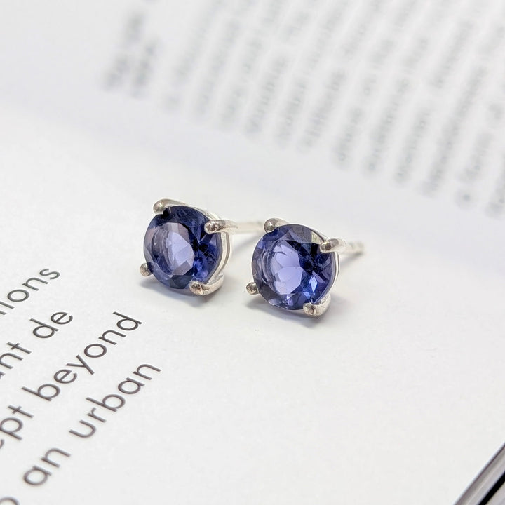 India Iolite Stud Earrings in Sterling Silver