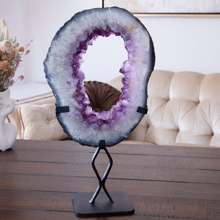 Amethyst Geode Slice on Stand