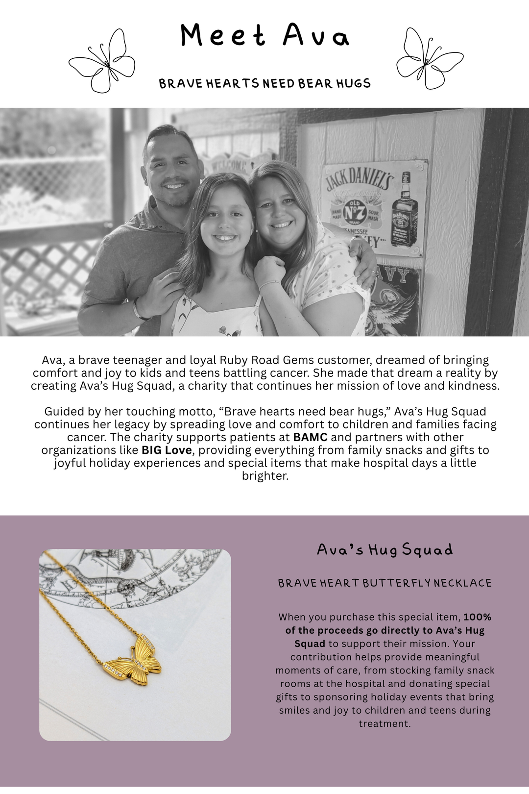 Ava's Brave Heart Butterfly Necklace