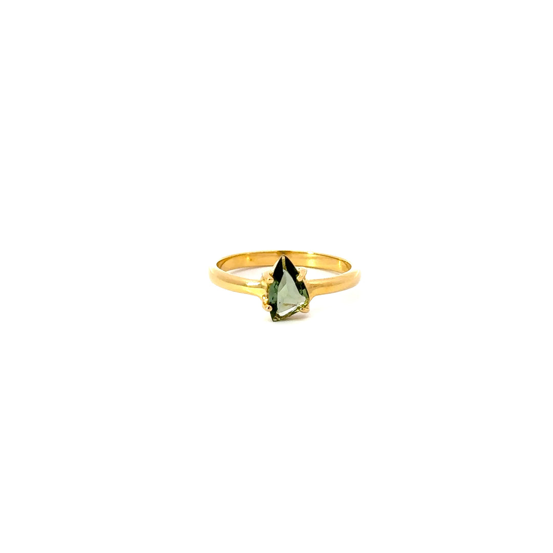 Moldavite Rings in 18K Gold over Sterling Silver