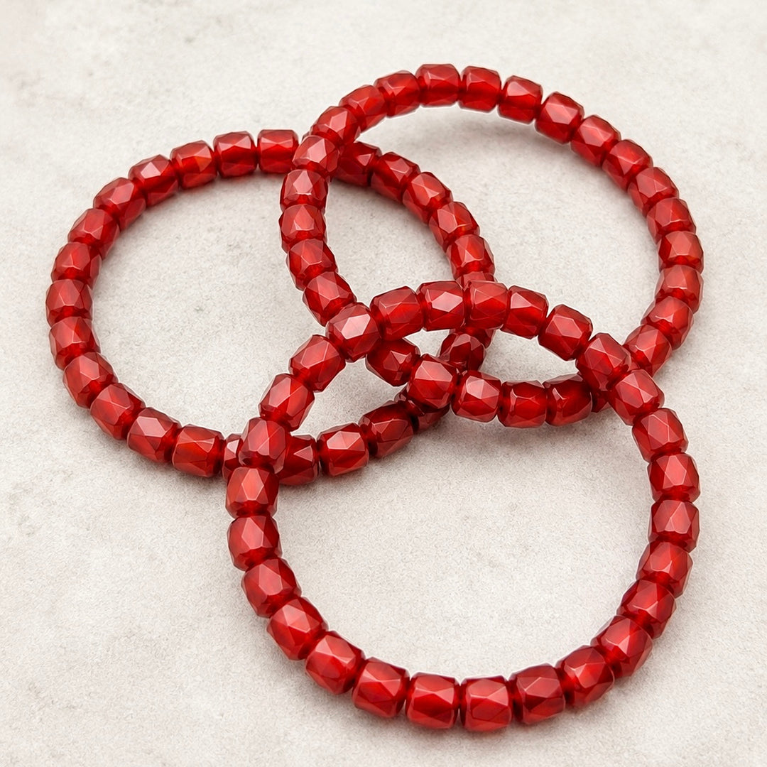 Carnelian Faceted Beaded Bracelet