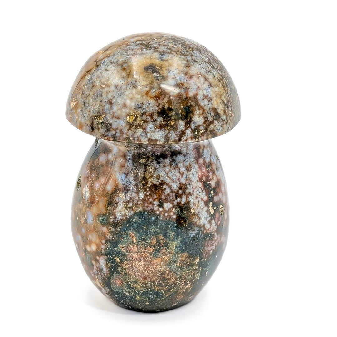 Orbicular Ocean Jasper Carved Mushroom