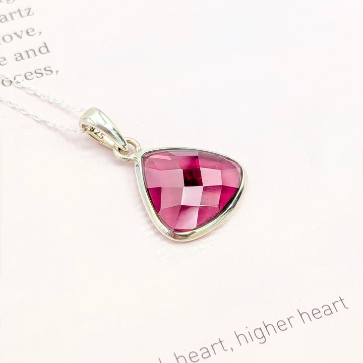 Faceted Rhodolite Garnet in Sterling Silver Necklace