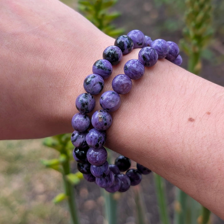Polished Russian Charoite Beaded Bracelet