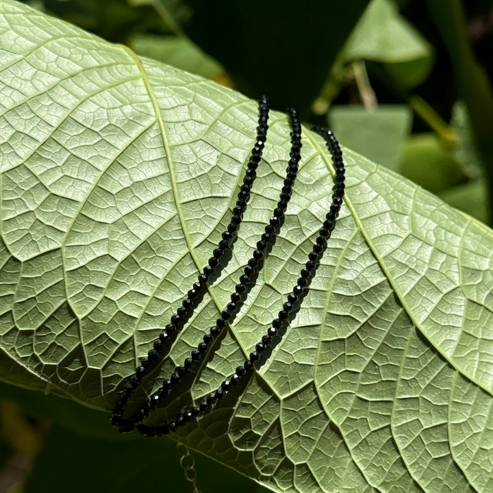 Vintage Black Spinel Faceted Bracelet in Sterling Silver