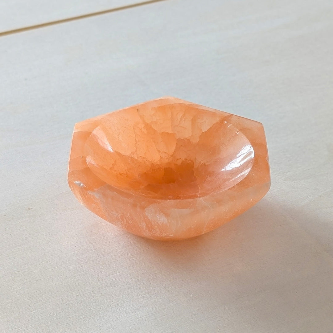 Orange Selenite Hexagon Bowl