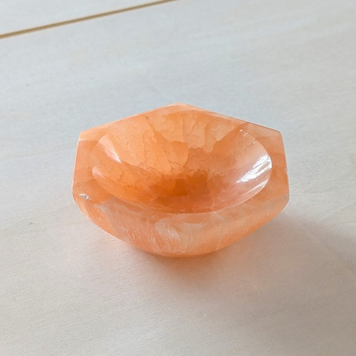 Orange Selenite Hexagon Bowl