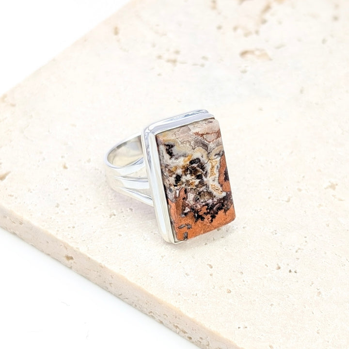 Copper Agate Sterling Silver Over Brass Rings