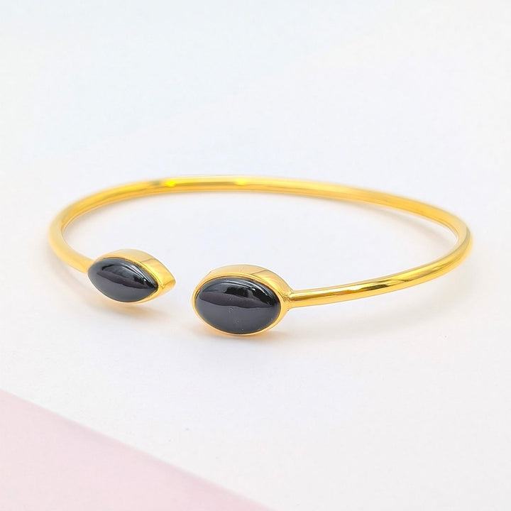 Black Onyx Twister Bracelet in Vermeil Sterling Silver