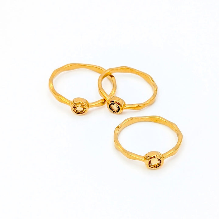 Citrine Round-Cut Ring in 14k Gold over Sterling Silver
