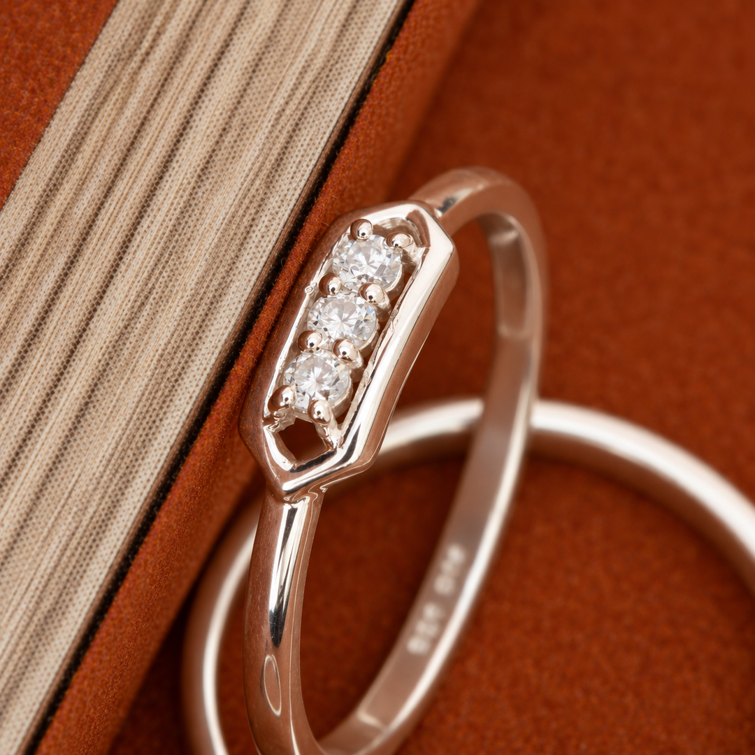 Moissanite Ring in Sterling Silver