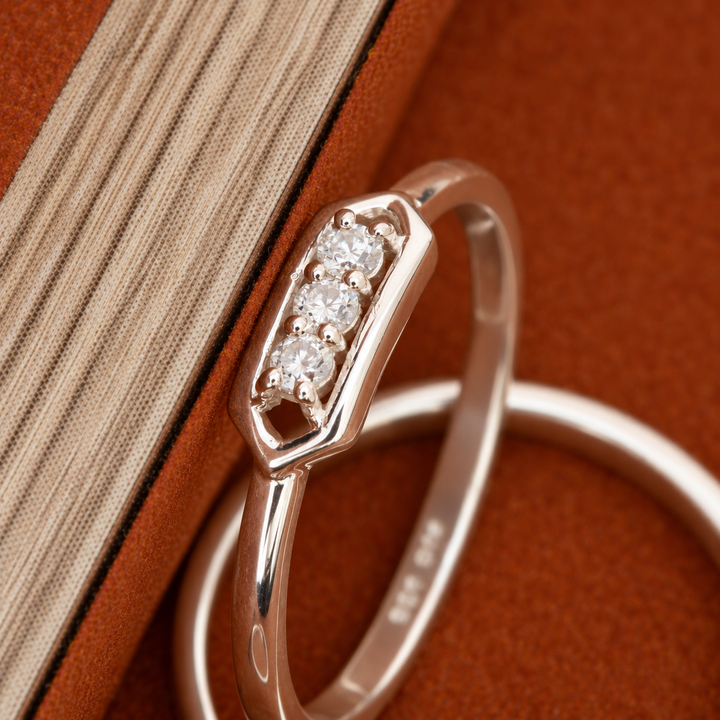 Moissanite Ring in Sterling Silver