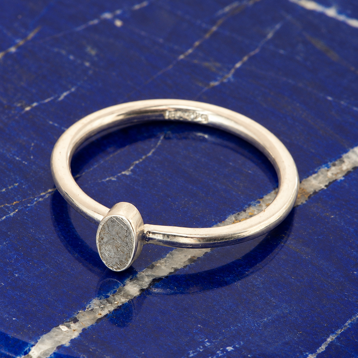 Muonionalusta Meteorite Stackable Ring in Sterling Silver