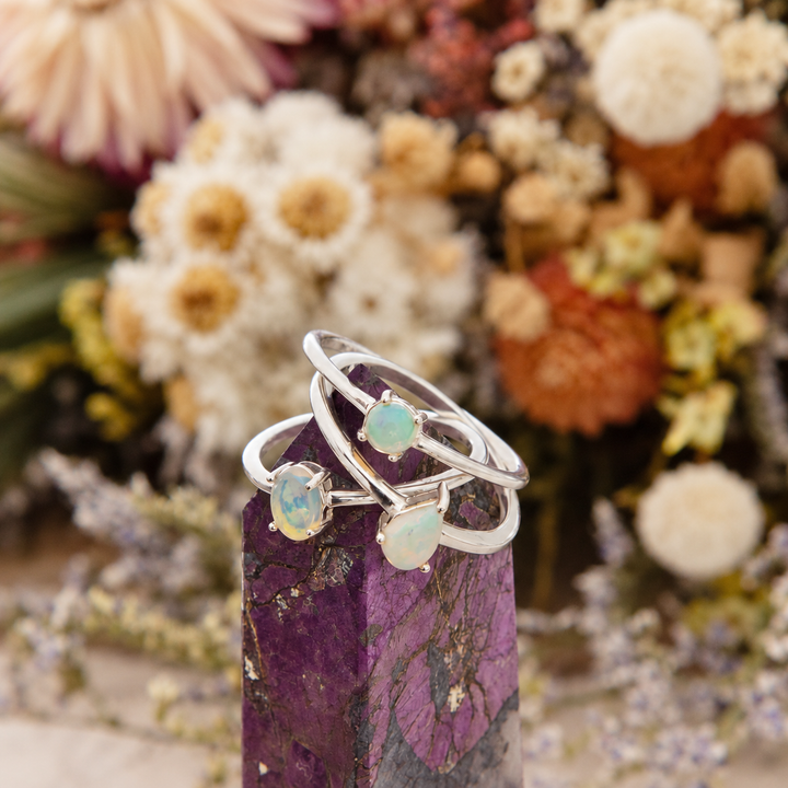 Ethiopian Opal Stackable Ring in Sterling Silver