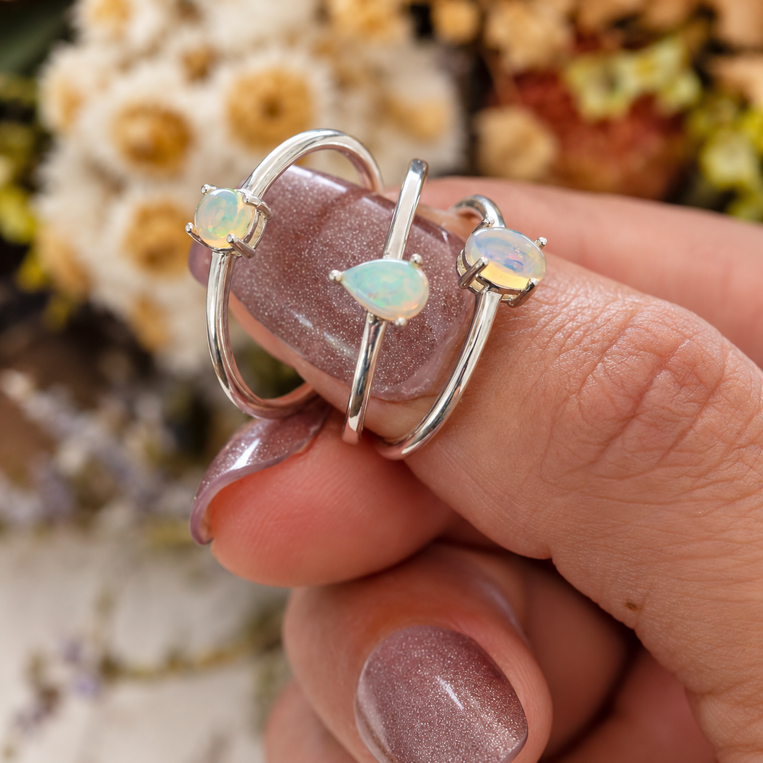 Ethiopian Opal Stackable Ring in Sterling Silver