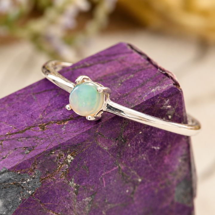 Ethiopian Opal Stackable Ring in Sterling Silver