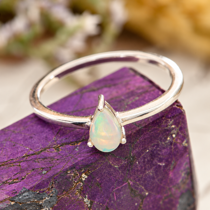 Ethiopian Opal Stackable Ring in Sterling Silver