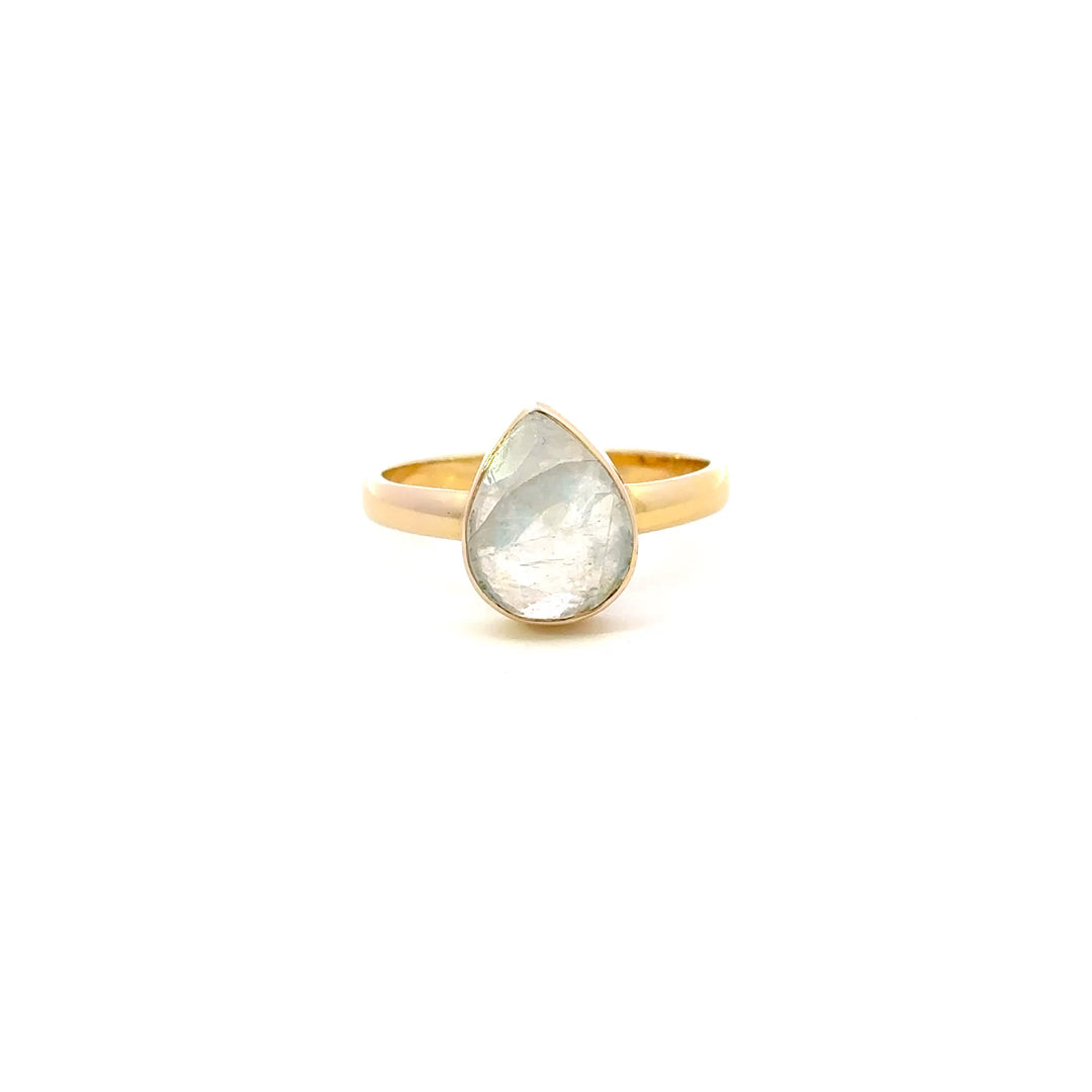Rainbow Moonstone Rings in 18K Gold over Sterling Silver