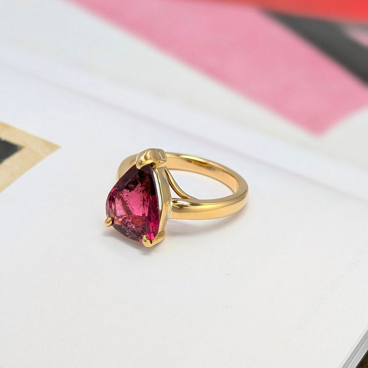 Rubellite Tourmaline Ring in 14K Yellow Gold