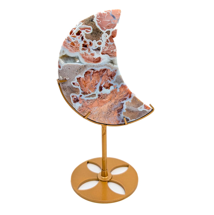 Cotton Candy Agate Moon on Stand