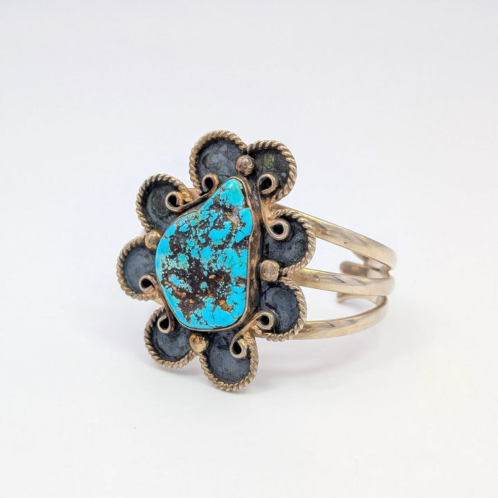 Vintage Navajo Turquoise Cuff Bracelet in Sterling Silver