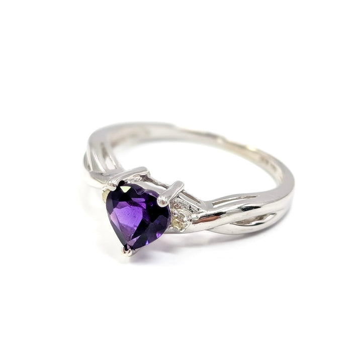 Vintage Amethyst & Diamond Ring in 14K White Gold