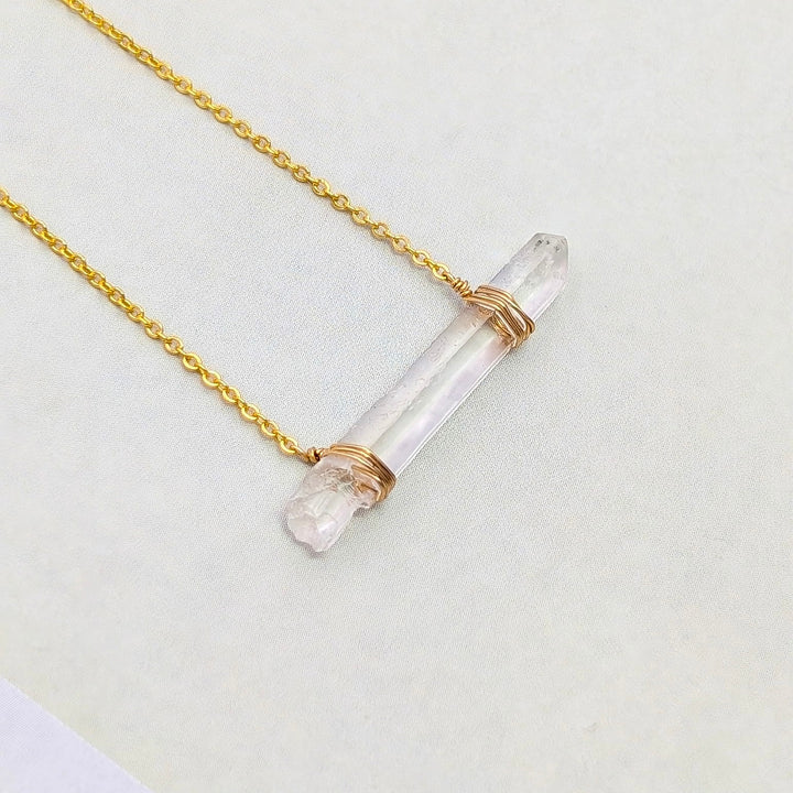 Raw Clear Quartz Necklace in Gold-Plated Sterling Silver