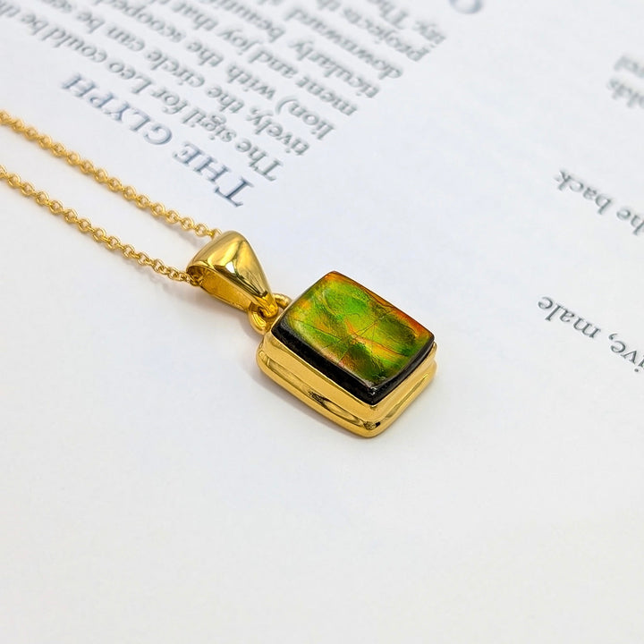 Ammolite Necklace in 18k Gold Over Sterling Silver