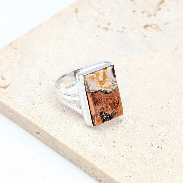 Copper Agate Sterling Silver Over Brass Rings