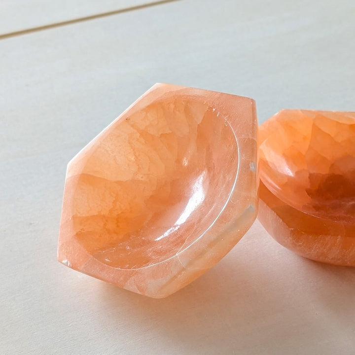 Orange Selenite Hexagon Bowl
