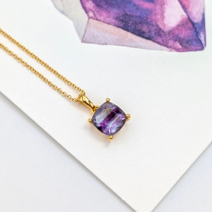 Rainbow Fluorite Necklace in 18k Gold Over Sterling Silver
