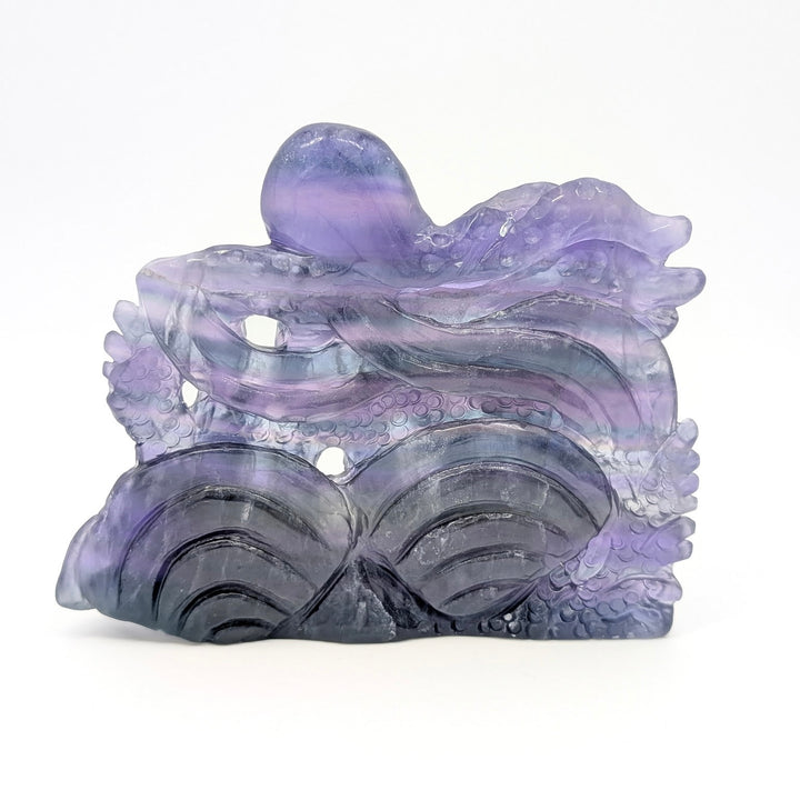 Rainbow Fluorite Ocean Life Carved Octopus, Fish, & Sea Turtle Sculpture