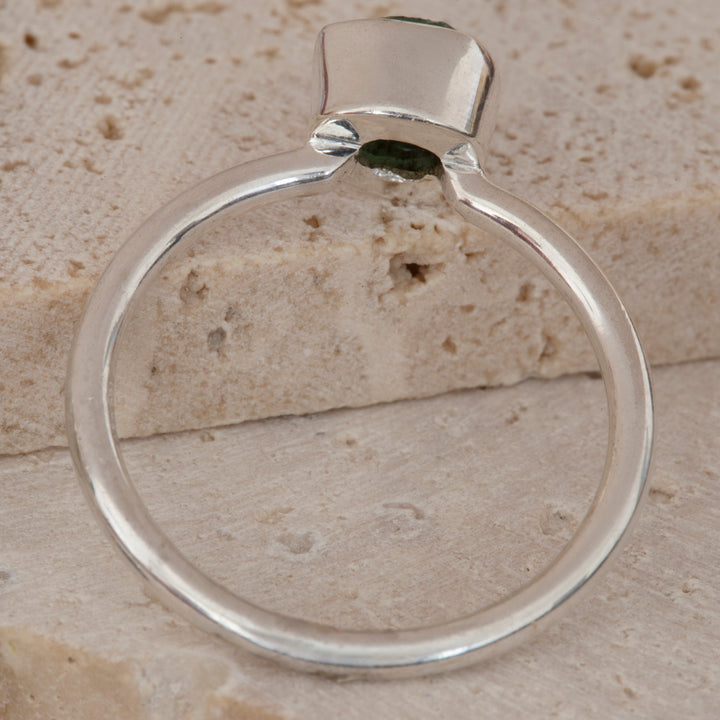 Rough Emerald Stackable Ring in Sterling Silver
