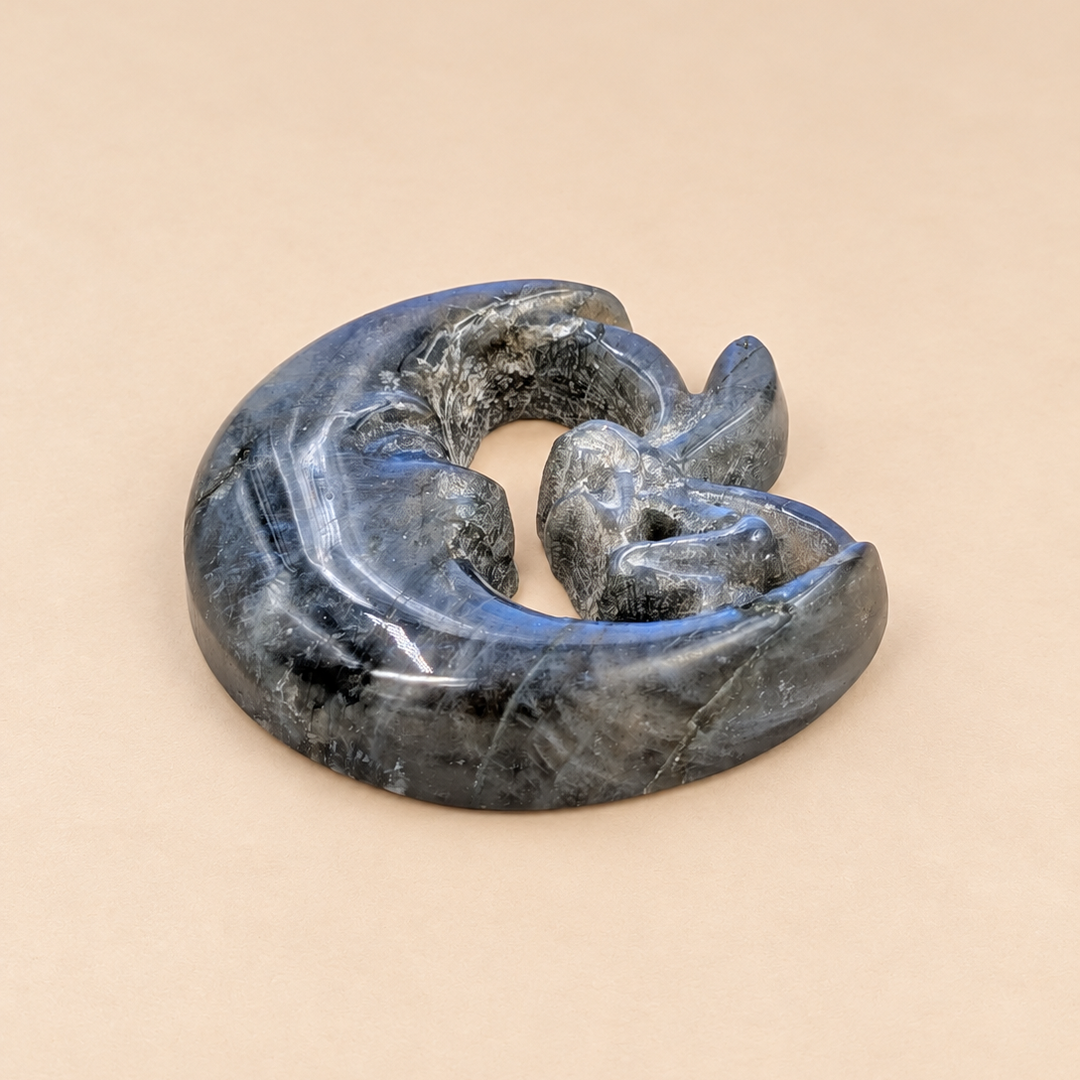 Labradorite Moon & Fairy Carving